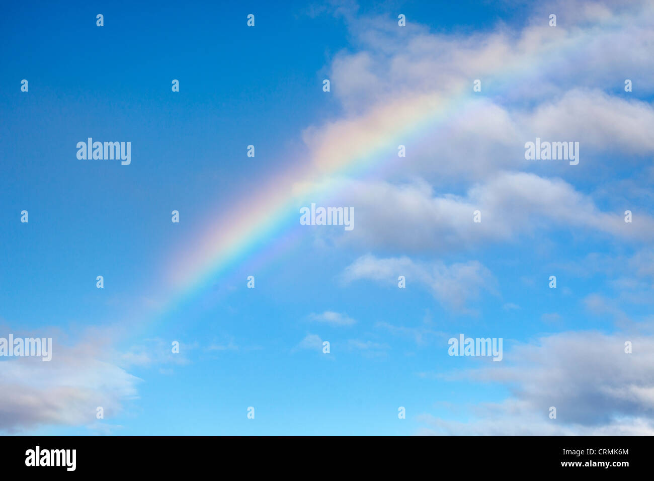 Rainbow oltre il Lago Te Anau, Nuova Zelanda Foto Stock