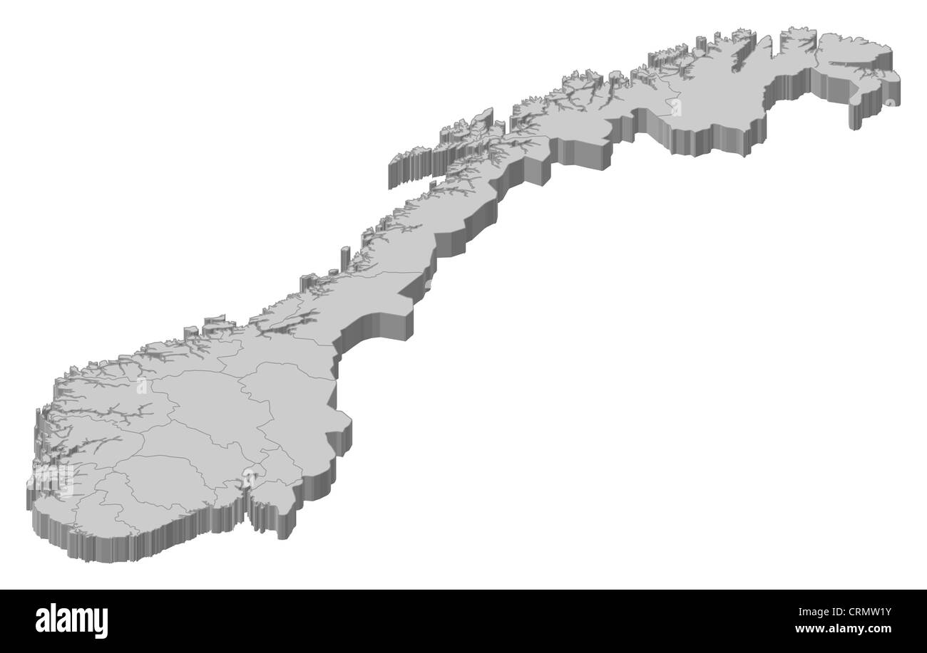 Mappa Politico della Norvegia con le diverse contee. Foto Stock