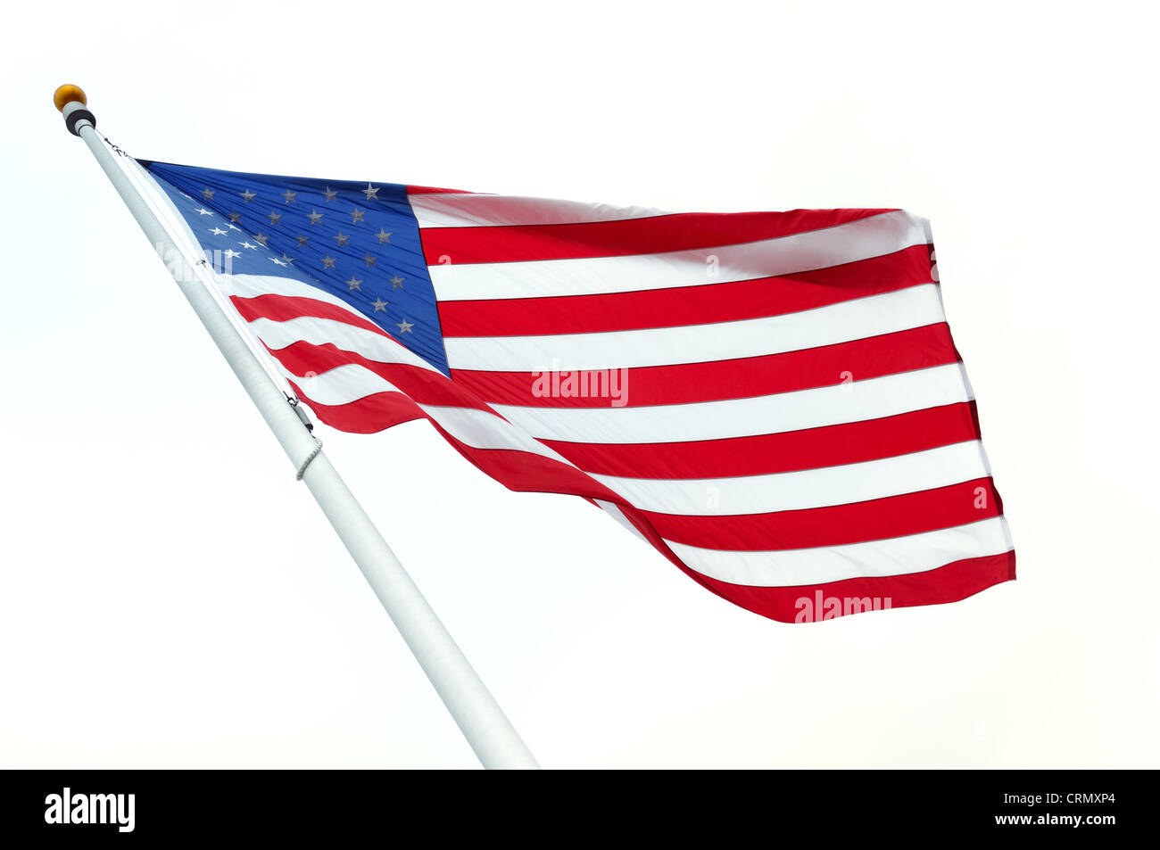 A stelle e strisce. La bandiera americana su sfondo bianco. Foto Stock