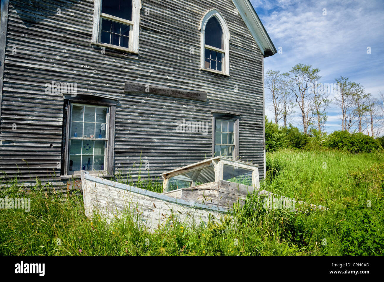 Abbandonato il Fisherman's boat, Porto Medway, Nova Scotia, Canada. Foto Stock