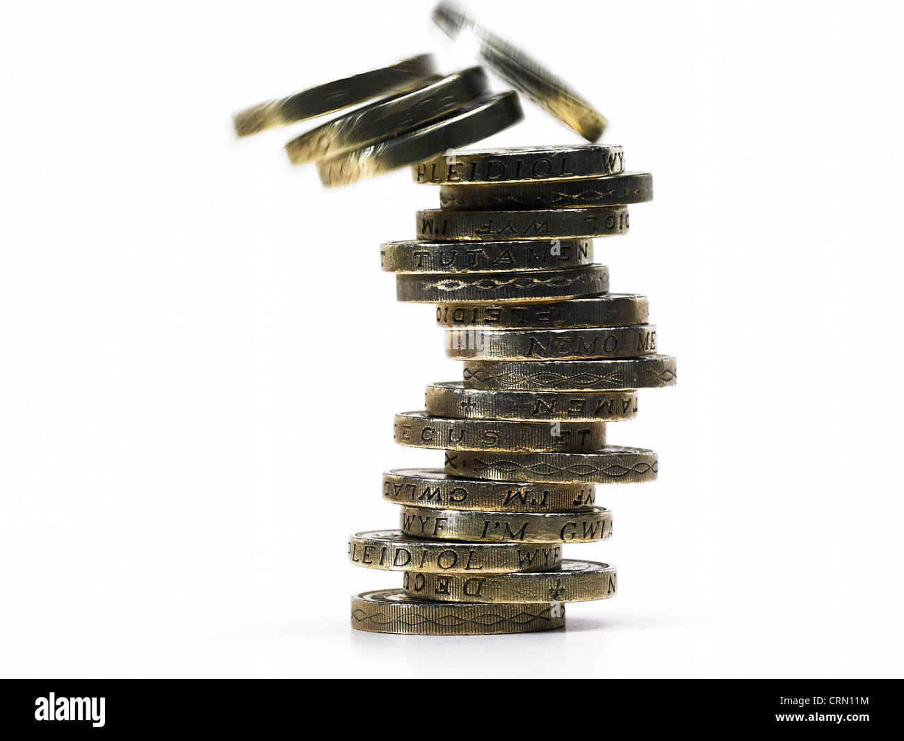 Un mucchio di British pound monete Foto Stock