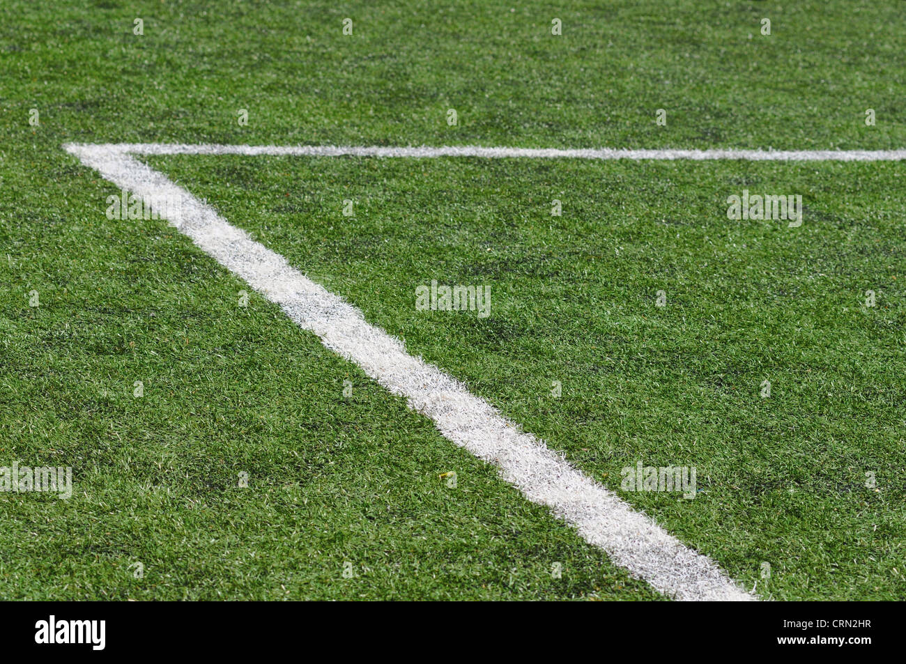 Campo di calcio sulla linea di erba artificiale. Foto Stock