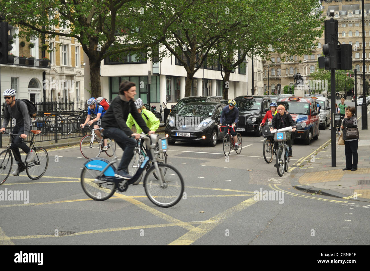 Londra, bicicletta, traffico, bike sharing Foto Stock