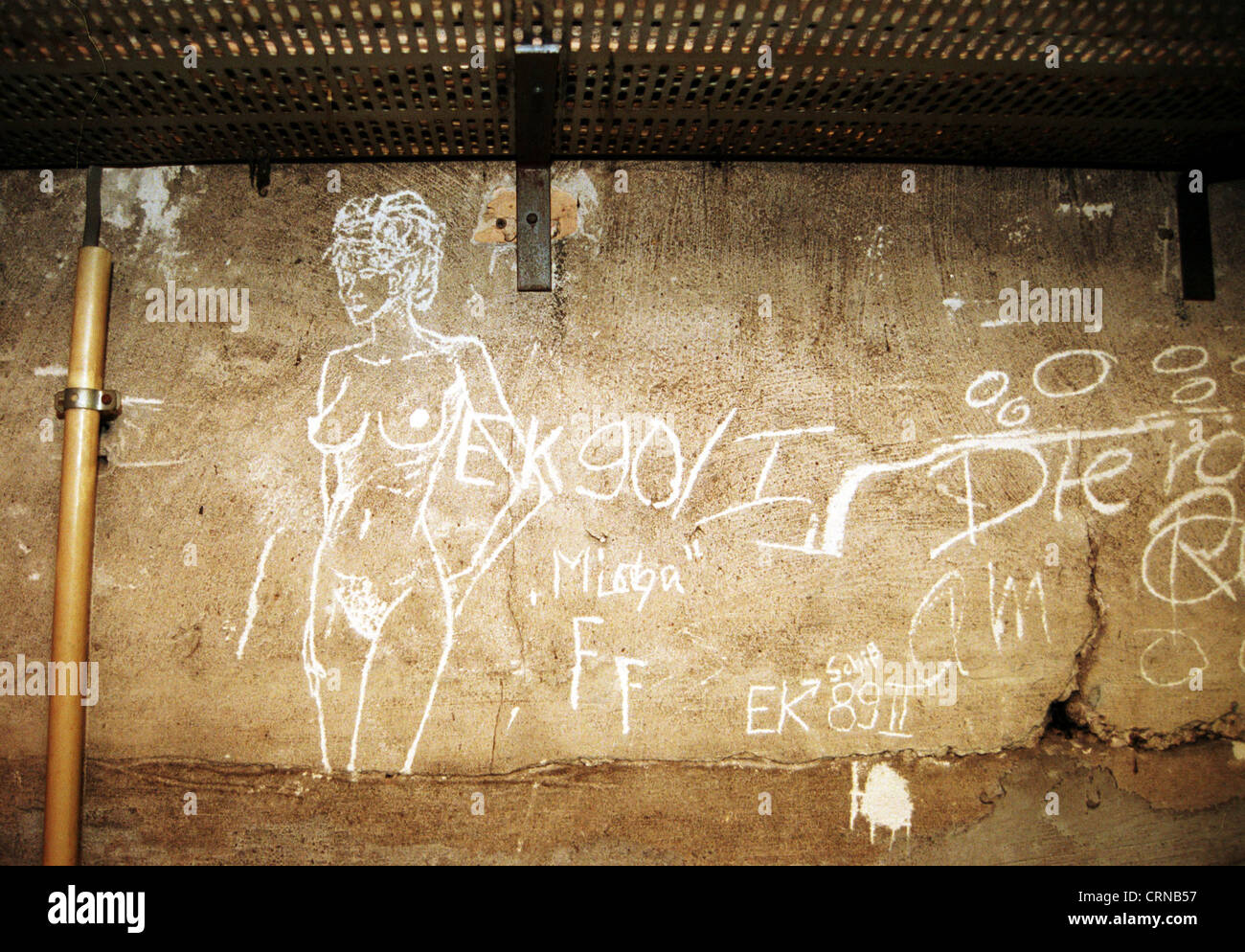 Doodle delle guardie di frontiera dei residui del muro di Berlino Foto Stock