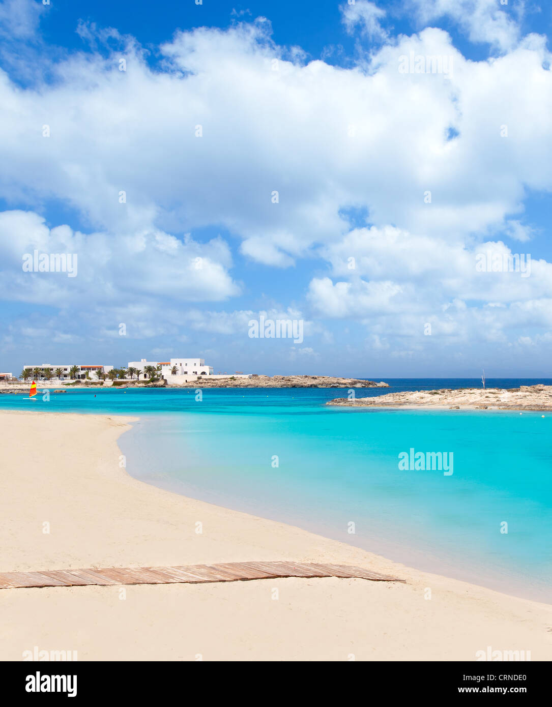 Els pujols Formentera di spiaggia di sabbia bianca, acque turchesi in isole baleari Foto Stock