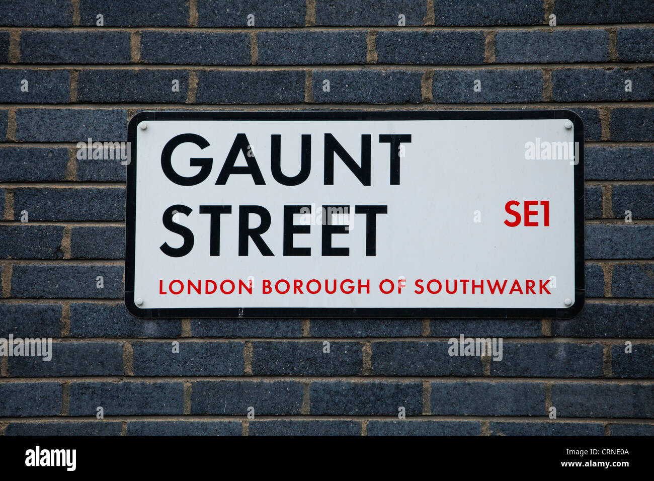 Gaunt Street SE1 cartello stradale nel quartiere londinese di Southwark. Foto Stock