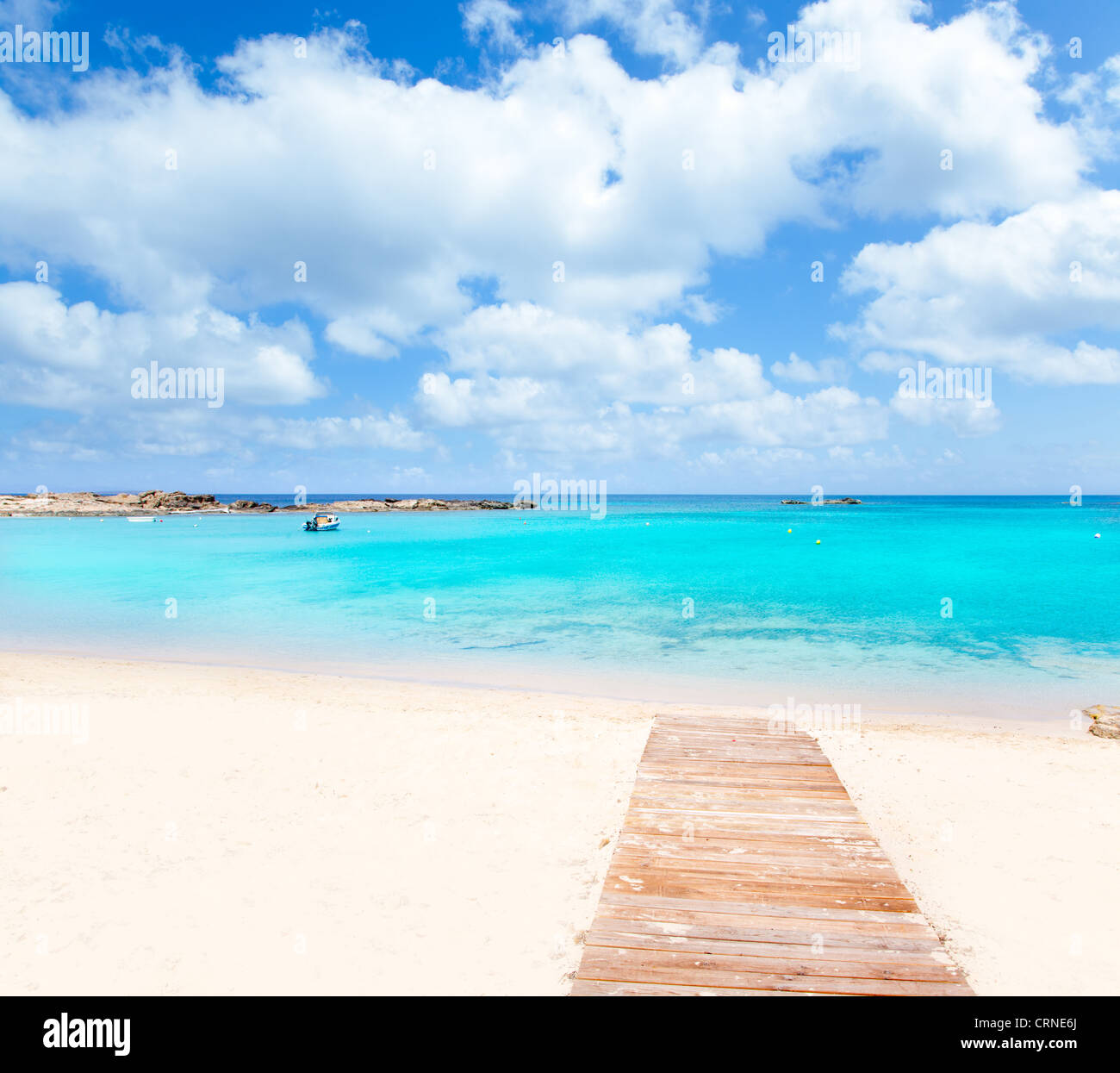 Els pujols Formentera di spiaggia di sabbia bianca, acque turchesi in isole baleari Foto Stock