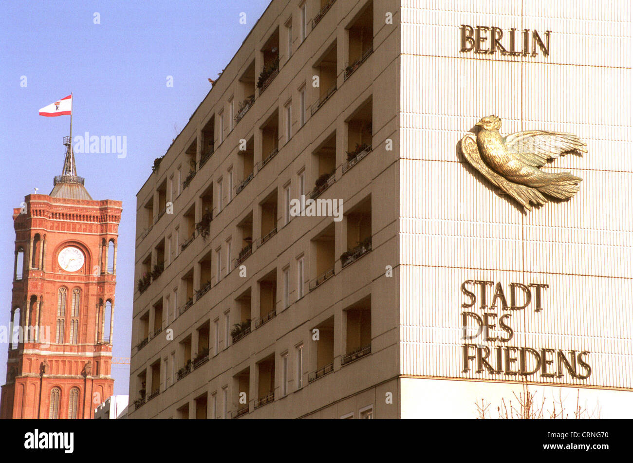 Iscrizione casa Berlino città della pace Foto Stock
