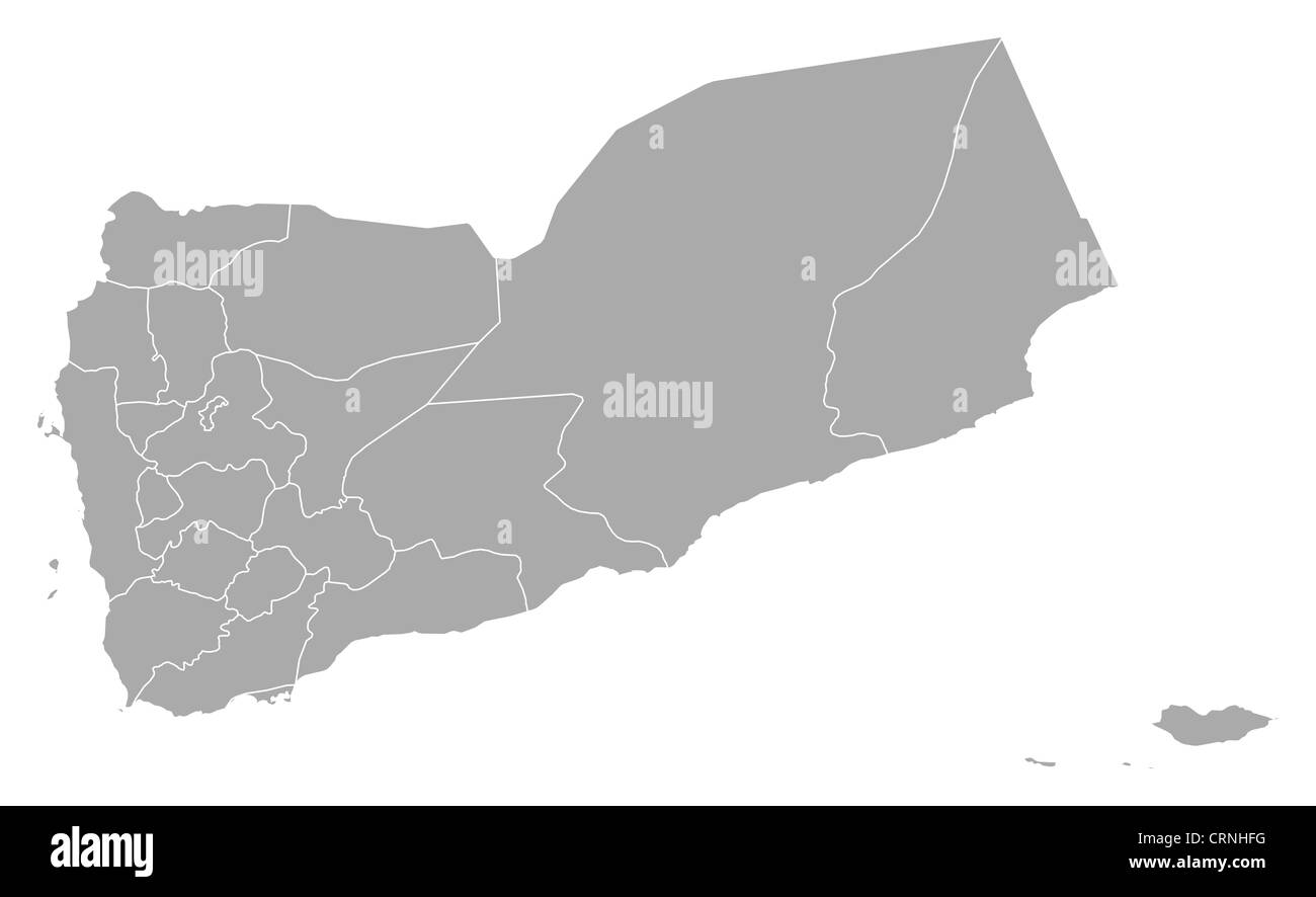 Mappa politico dello Yemen con i vari governatorati. Foto Stock