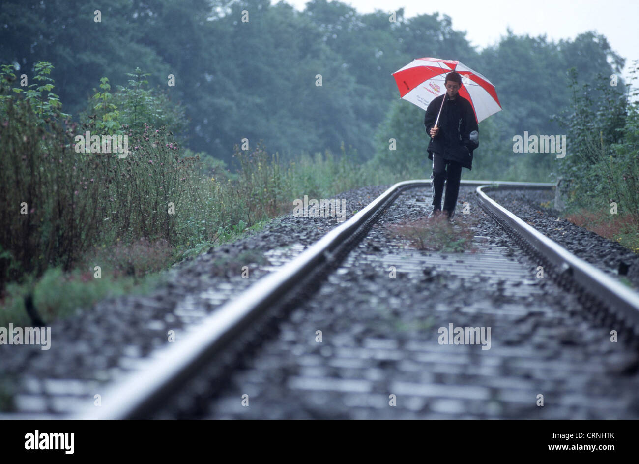 In disuso la linea ferroviaria in Germania Est Foto Stock