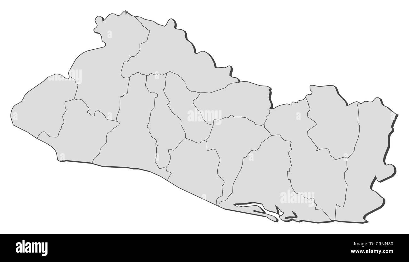 Mappa Politico di El Salvador con i diversi reparti. Foto Stock