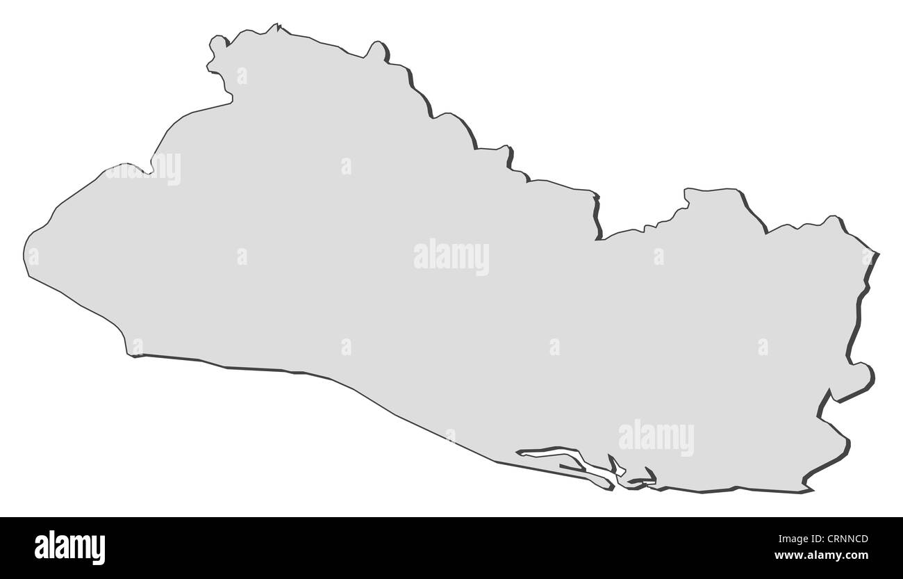 Mappa Politico di El Salvador con i diversi reparti. Foto Stock