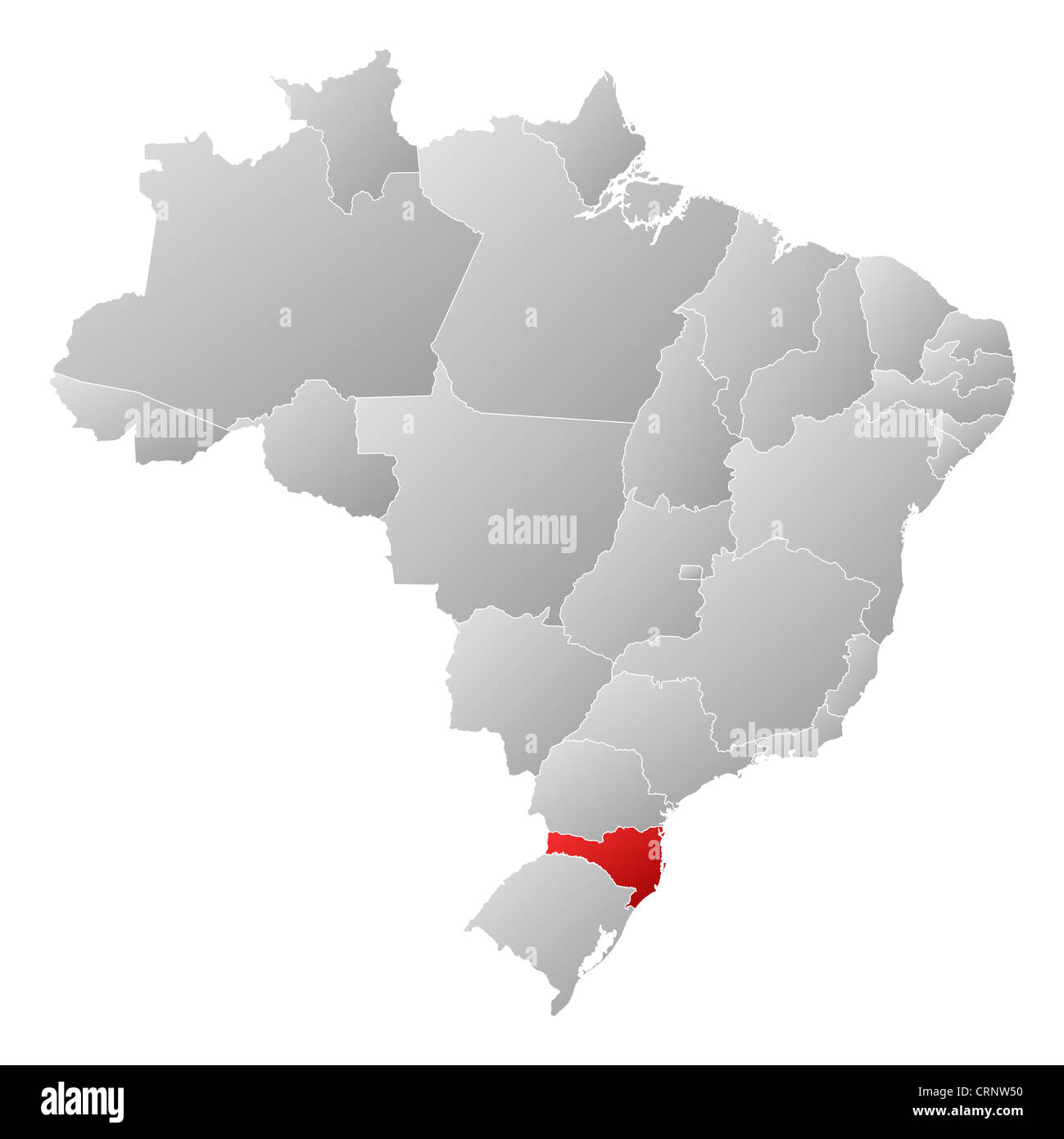 Mappa politica del Brasile con i vari Stati in cui Santa Catarina è evidenziata. Foto Stock