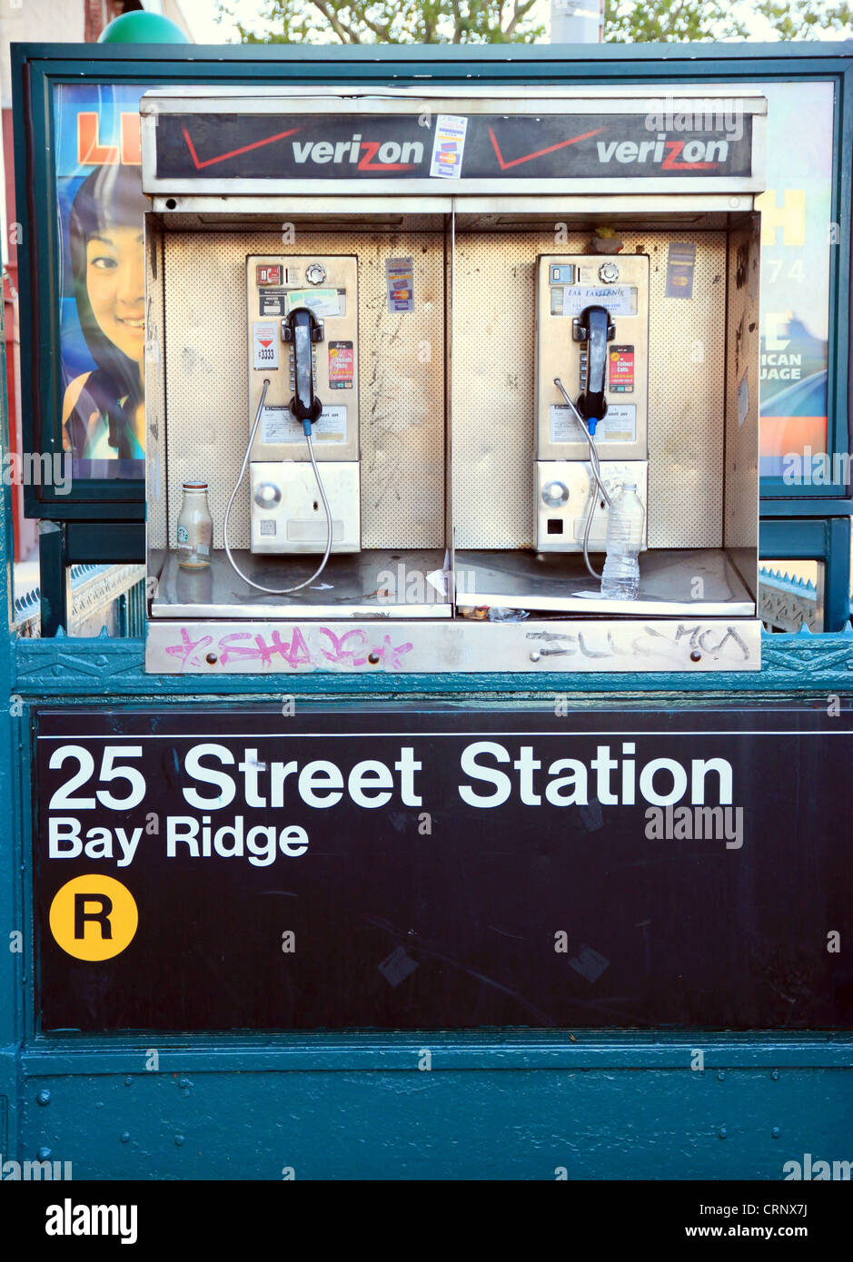 New York Telefoni pubblici Foto Stock