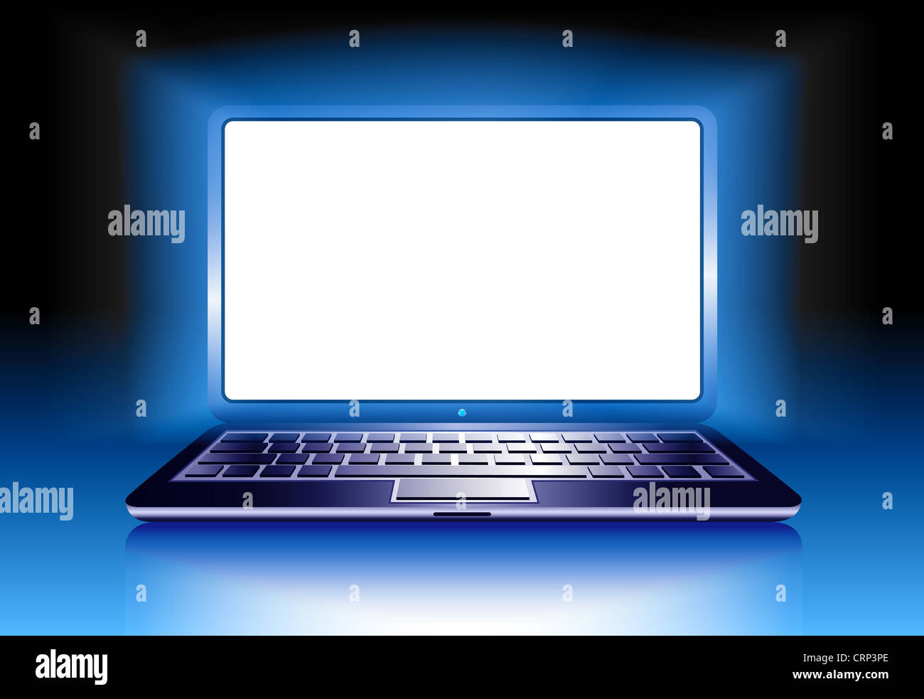 Computer portatile al buio per il vostro messaggio Foto Stock