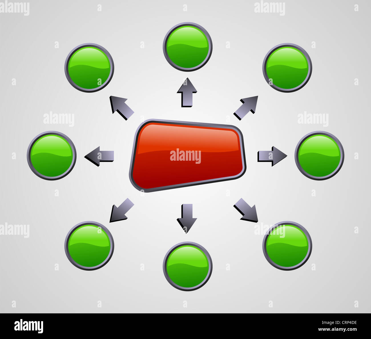 Carta lucida social media marketing schema di presentazione. File vettoriale stratificata per una facile manipolazione e colorazione personalizzata. Foto Stock