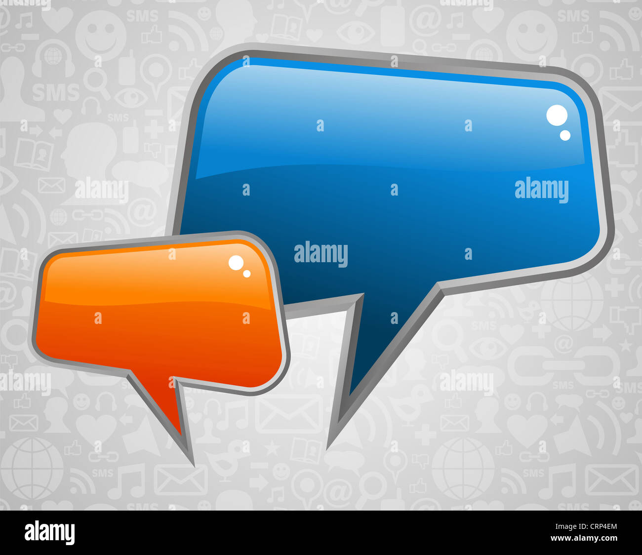 Carta lucida social media fumetti con icone sfondo. File vettoriale stratificata per una facile manipolazione e colorazione personalizzata Foto Stock