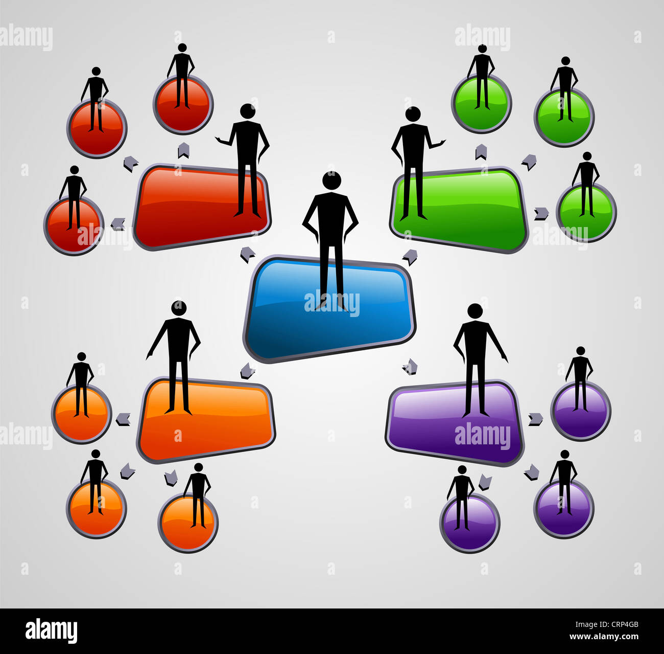 Sociale contemporanea schema dei supporti con persone modello di presentazione. File vettoriale stratificata per una facile manipolazione e colorazione personalizzata. Foto Stock