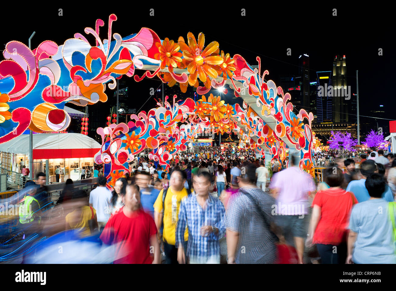 Fiume Hongbao decorazioni per il Capodanno cinese di Marina Bay, Singapore Foto Stock