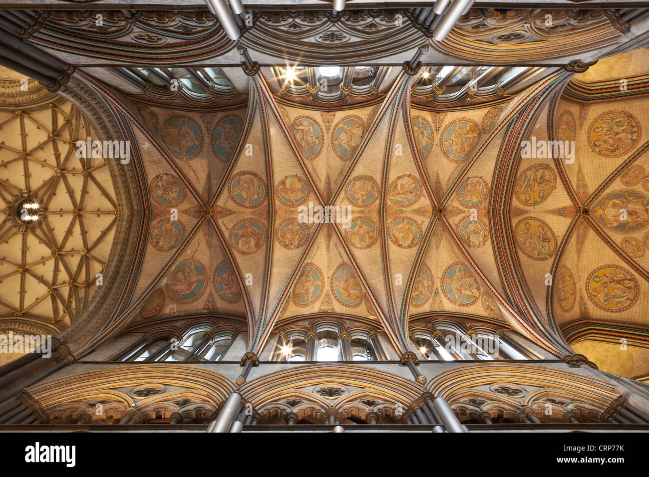 Nervatura ornato soffitto del Cudiero nella Cattedrale di Salisbury. Foto Stock