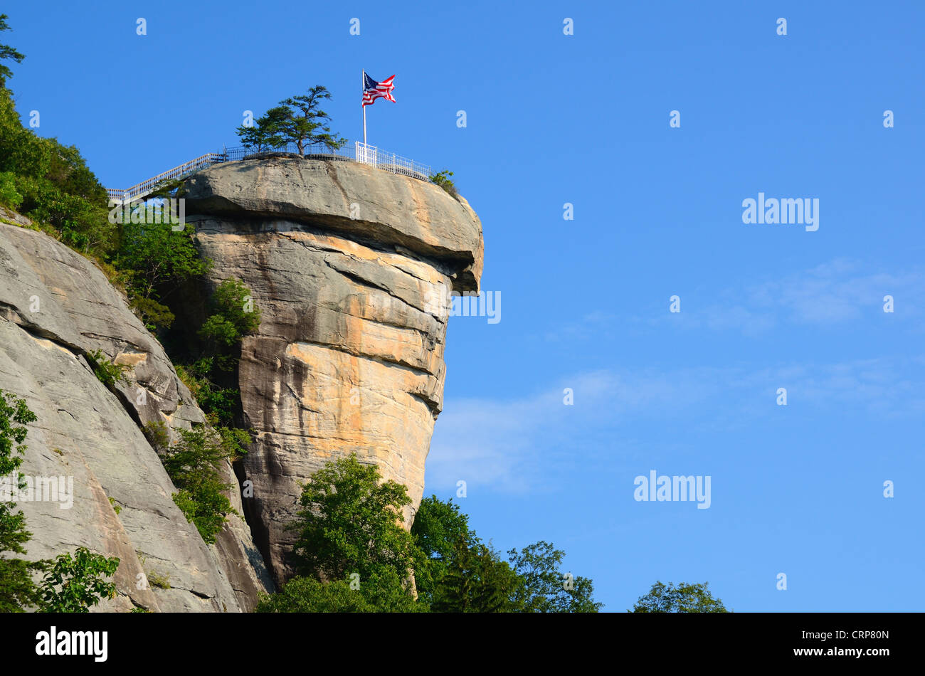 Chimney Rock al camino Rock State Park in North Carolina, USA. Foto Stock