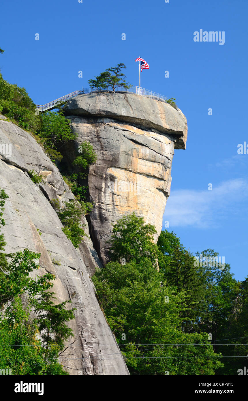 Chimney Rock al camino Rock State Park in North Carolina, USA. Foto Stock