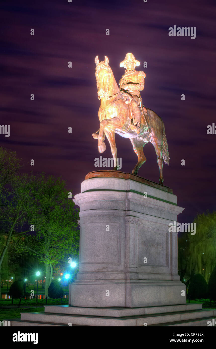 George Washington Statua equestre al giardino pubblico di Boston, Massachusetts. Foto Stock
