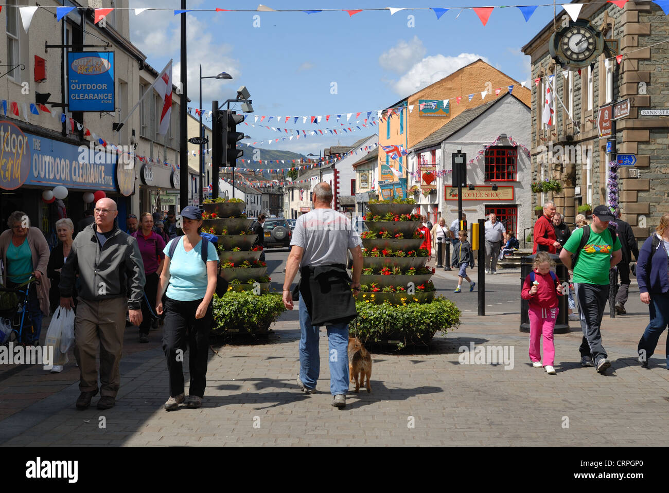 Keswick centro città, Cumbria Foto Stock