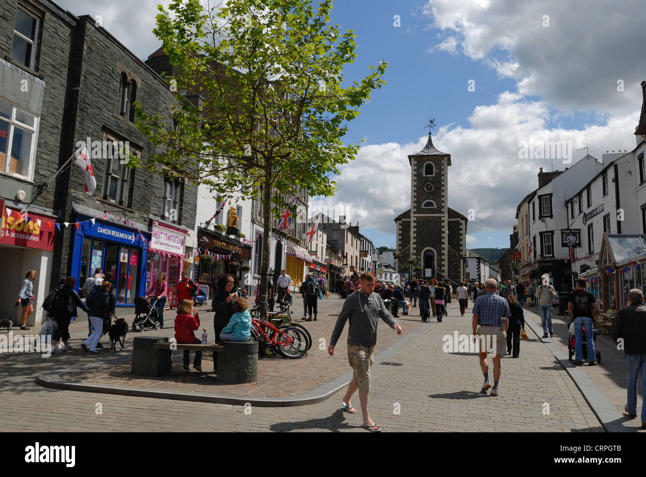 Keswick centro città e discutibile Hall Foto Stock