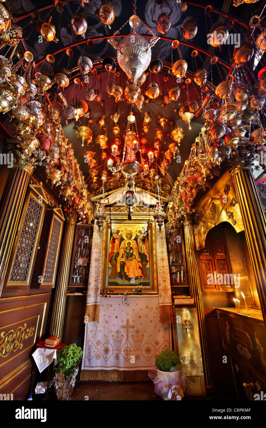 L'icona della Panagia, in Panagia Pefaneromeni monastero, Lefkada (o 'Lefkas') isola, mare Ionio ("Eptanisa'), Grecia Foto Stock