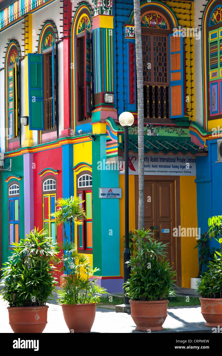 Il Sud Est asiatico, Singapore, Little India, il patrimonio colorati Villa, una volta la residenza di Tan Teng Niah Foto Stock