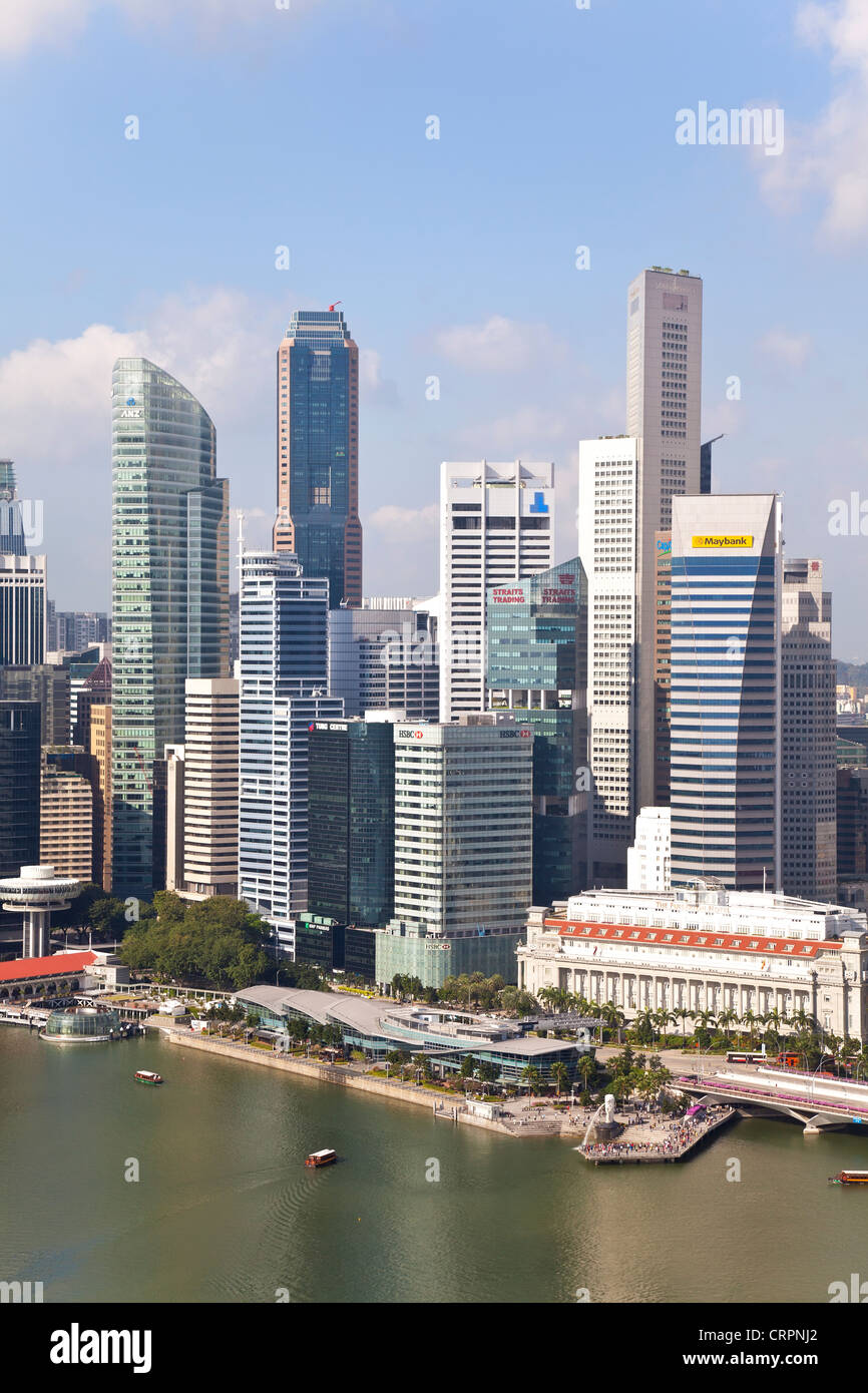 Il Sud Est asiatico, Singapore, elevati vista sul centro della città e la baia di Marina Foto Stock