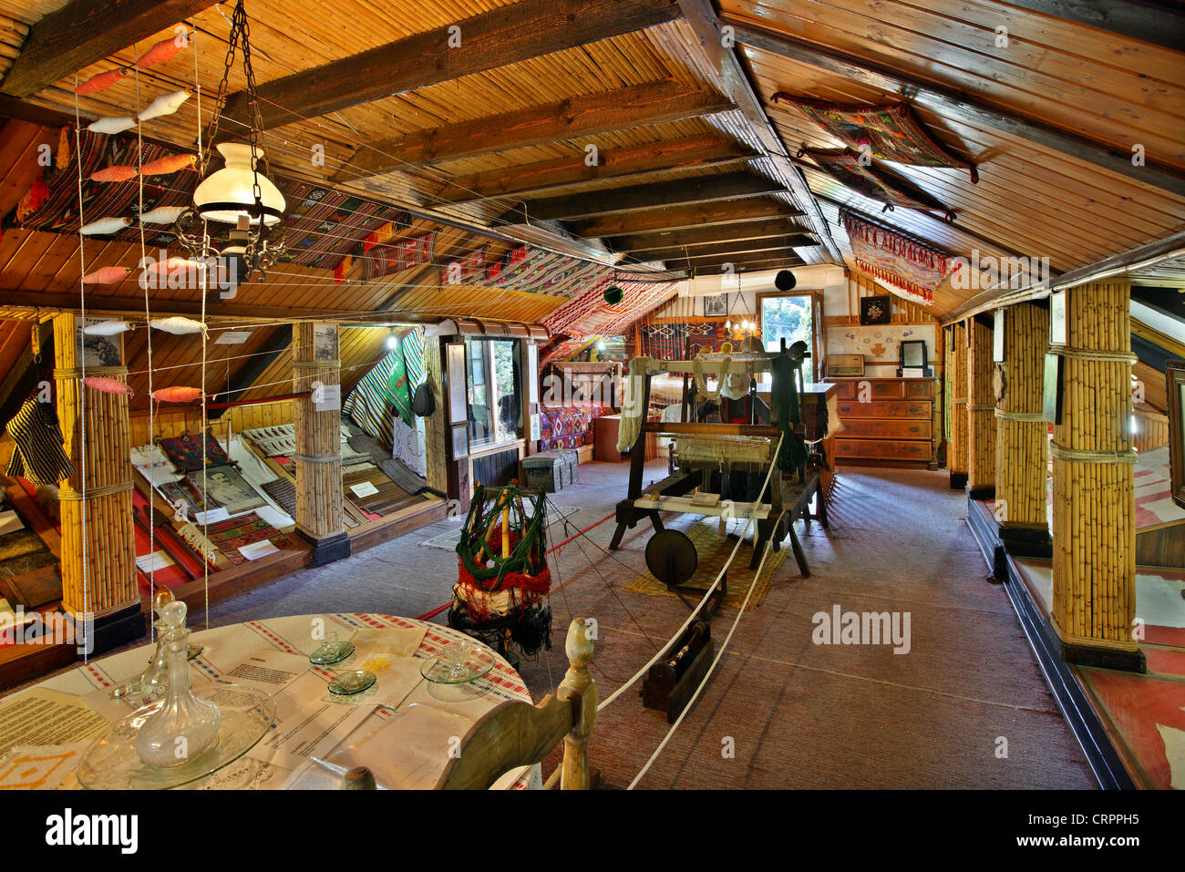 All'interno il museo del folklore di Karya village, Lefkada (o 'Lefkas') isola, mare Ionio, Eptanisa ('Sanche Isole "), Grecia Foto Stock