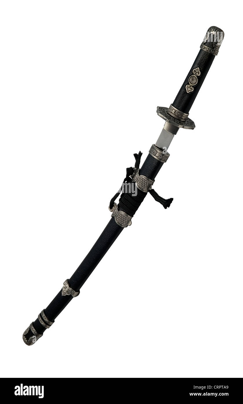 Il samurai coltello chiaro su sfondo bianco Foto Stock