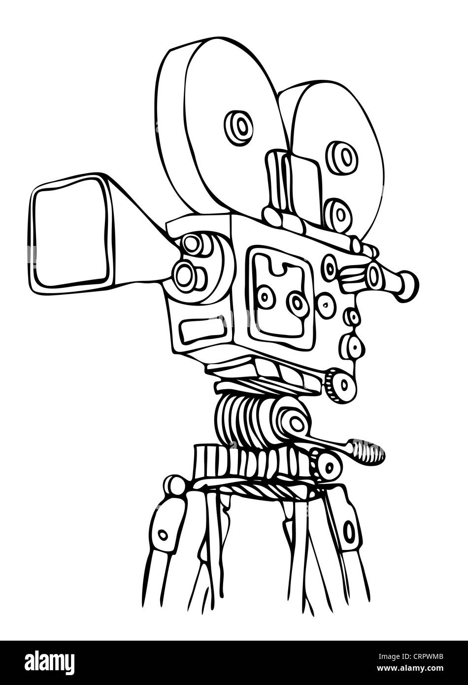 Illustrazione della vecchia telecamera cine Foto Stock