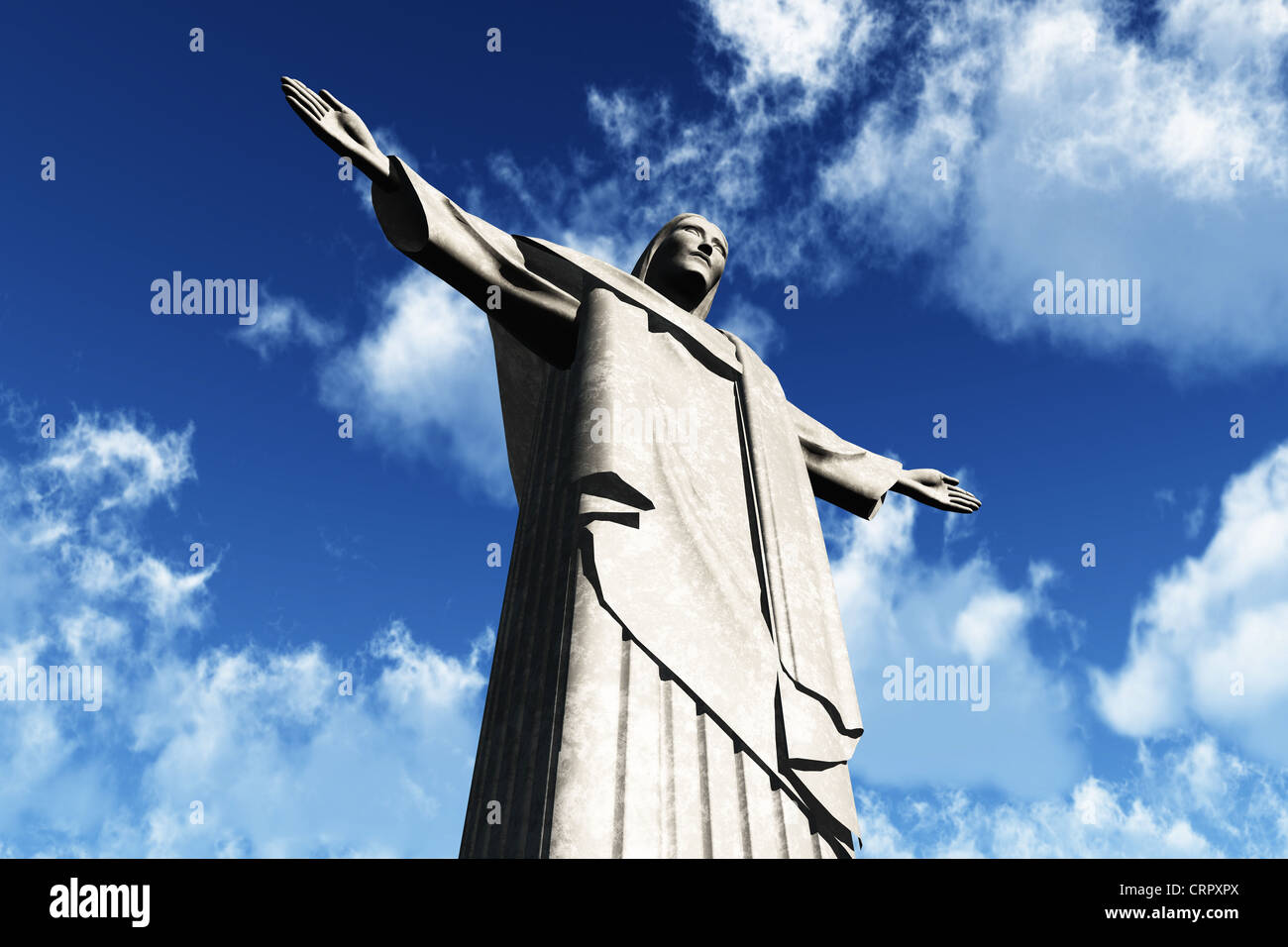 Statua di Gesù a Rio de Janeiro in Brasile del Monte Corcovado 3D render Foto Stock