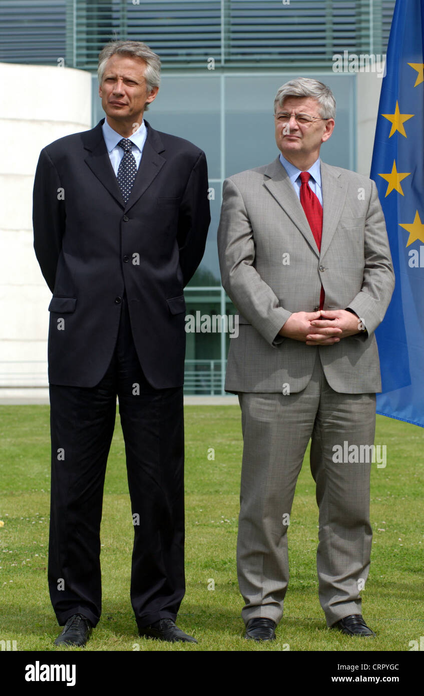 Dominique de Villepin e Joschka Fischer Foto Stock