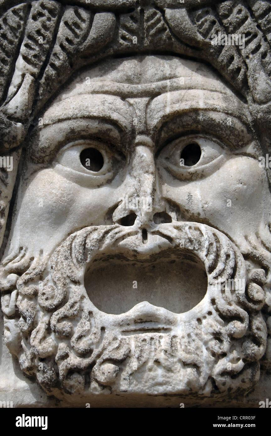 Ostia Antica. Roman maschera teatrale sul palcoscenico del Teatro. Il  marmo. 1° - 2° secolo A.C. L'Italia Foto stock - Alamy