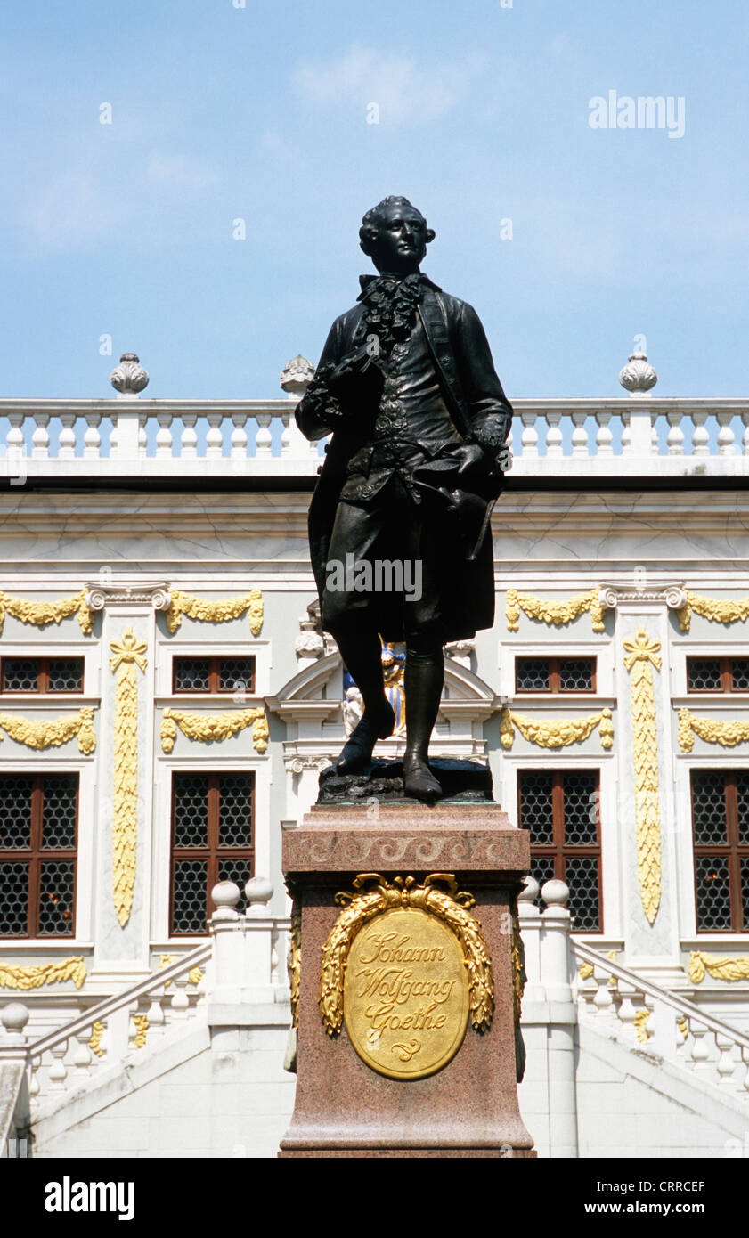 In Germania, in Sassonia, Lipsia, Johann Wolfgang Goethe statua, Foto Stock