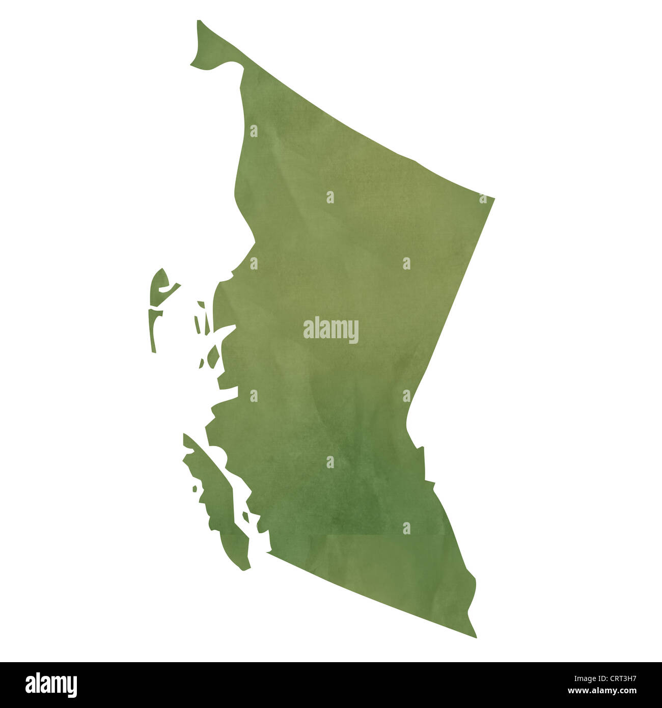 British Columbia provincia del Canada mappa in vecchio libro verde isolato su sfondo bianco. Foto Stock