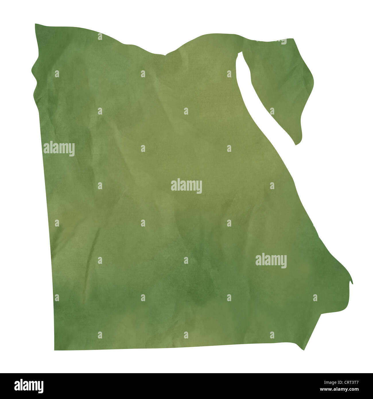 Vecchio libro verde Mappa di Egitto isolato su sfondo bianco Foto Stock