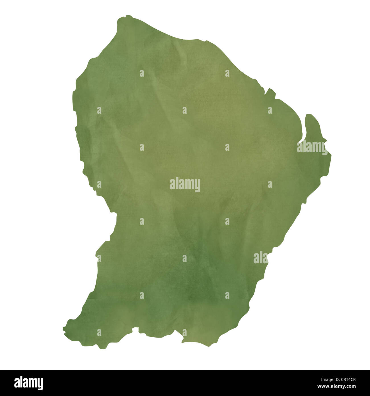 Vecchio libro verde mappa di francese o Guina Guyana isolati su sfondo bianco Foto Stock