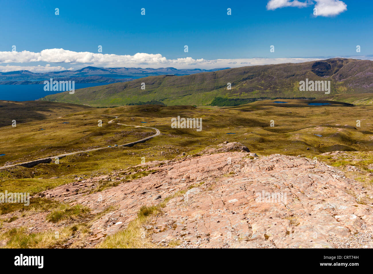 Vista dal Cairn verso il Suono interno, Wester Ross nel Nord Ovest Highlands della Scozia, Regno Unito, Europa, Foto Stock