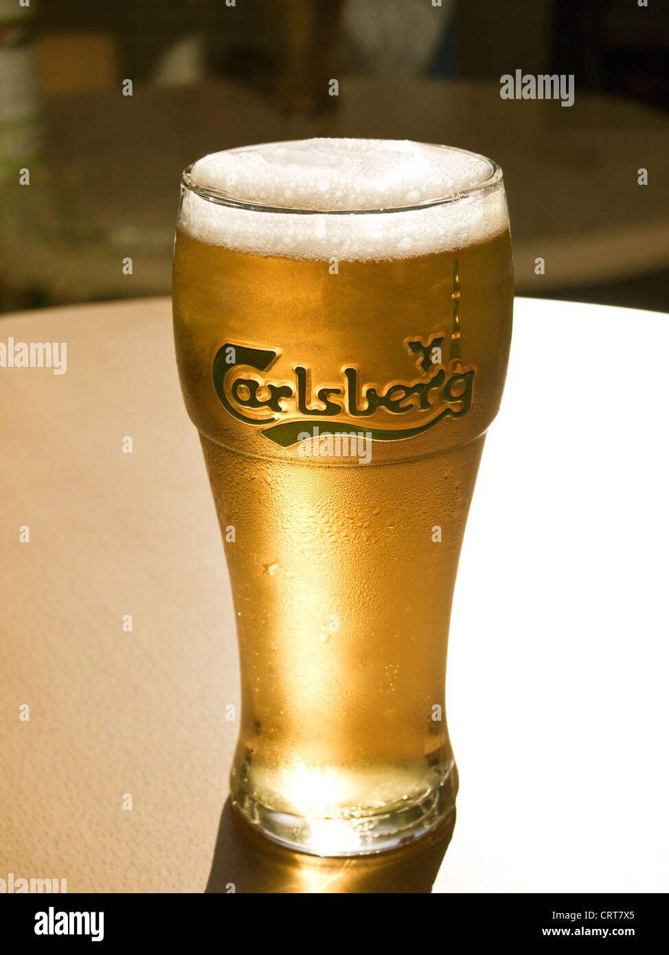 Birra - Una pinta di birra luccicanti del freddo Carlsberg lager birra Foto Stock