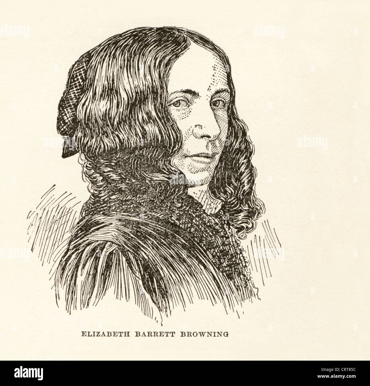 Elizabeth Barrett Browning (6 marzo 1806 - 29 giugno 1861), poeta inglese dell'epoca vittoriana. Foto Stock