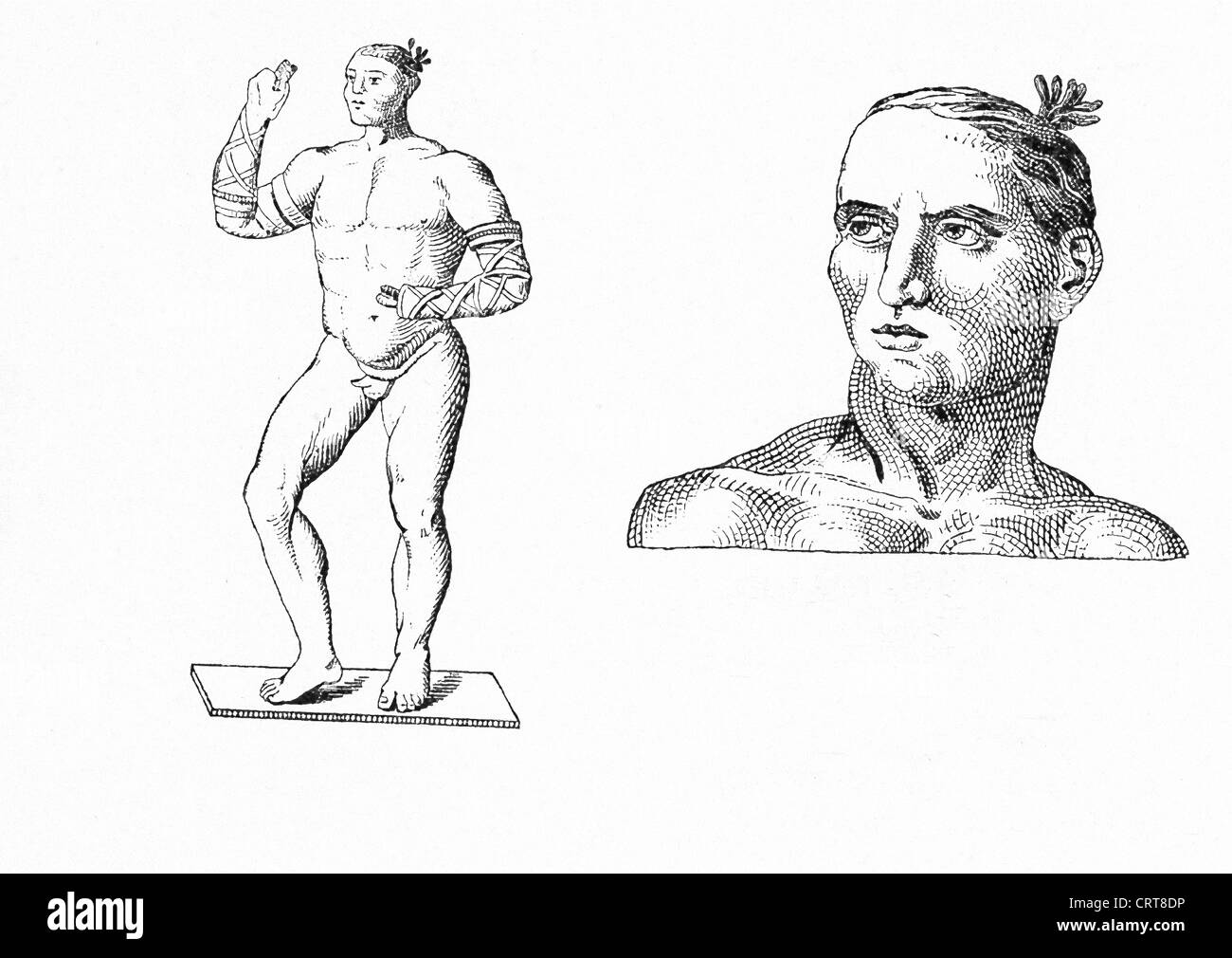 Le due figure a destra sono atleti romano e facevano parte di un mosaico nel complesso delle Terme di Caracalla scoperto nel 1824. Foto Stock