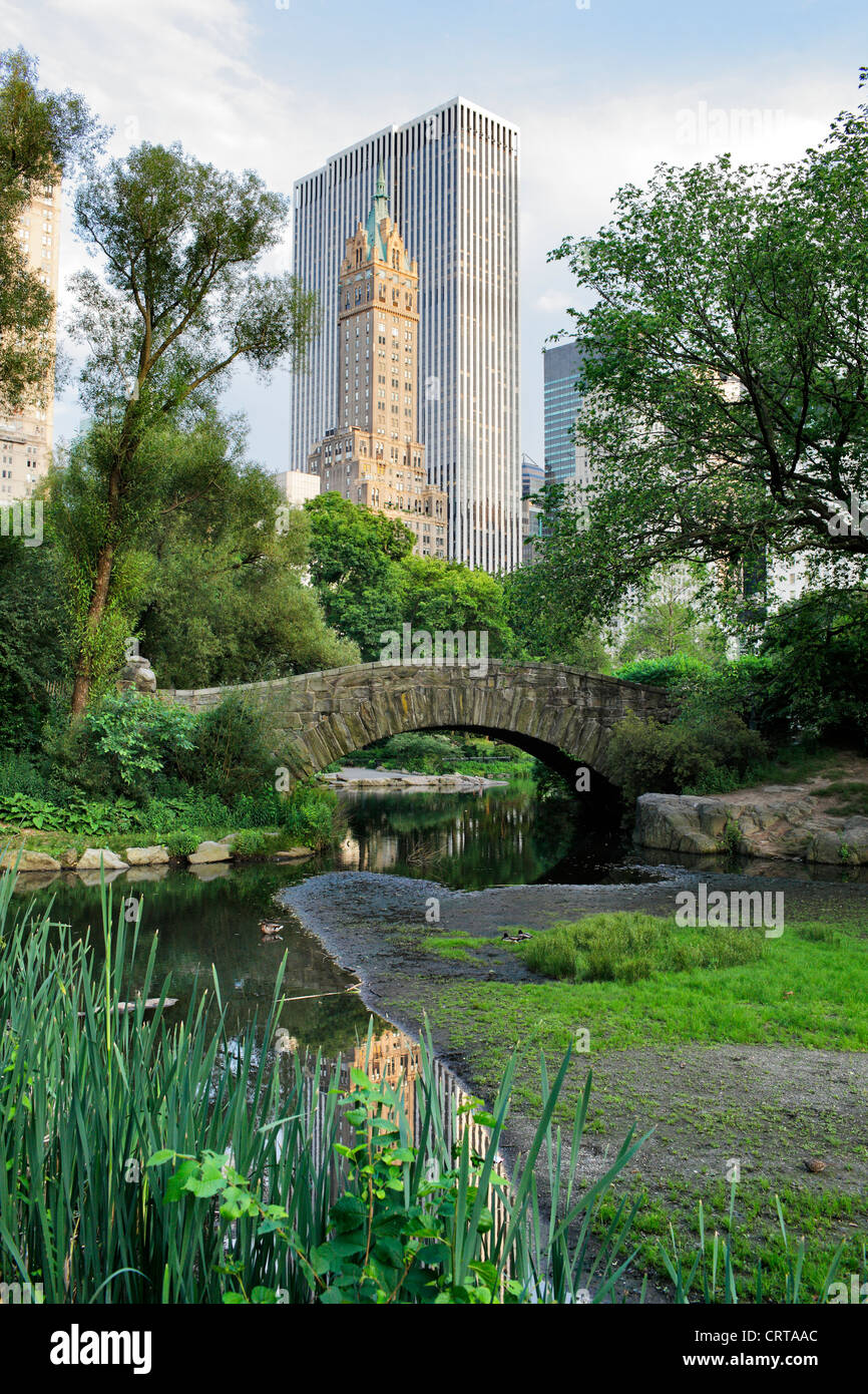 Gapstow bridge di Central Park. Central Park è un parco pubblico nel centro di Manhattan, New York City, Stati Uniti d'America. Foto Stock