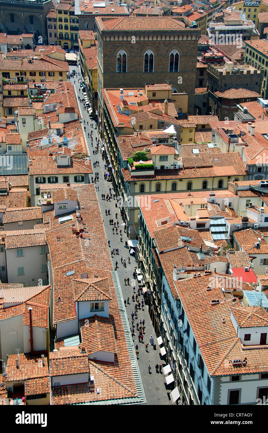 Uccelli-eye Via Calzaiuoli Firenze Italia Foto Stock