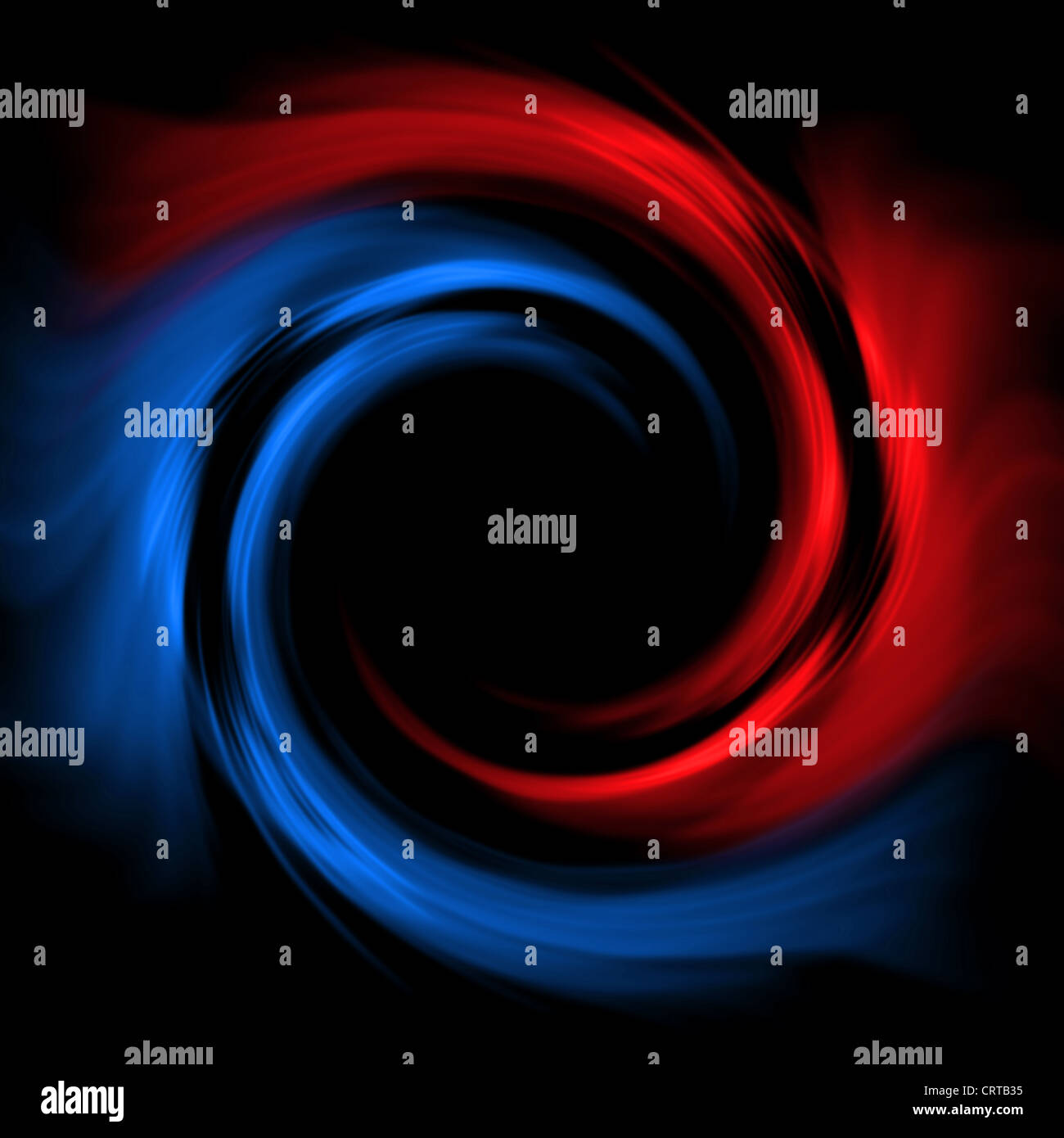 Rosso-vortice blu su uno sfondo nero. Immagine astratta Foto Stock
