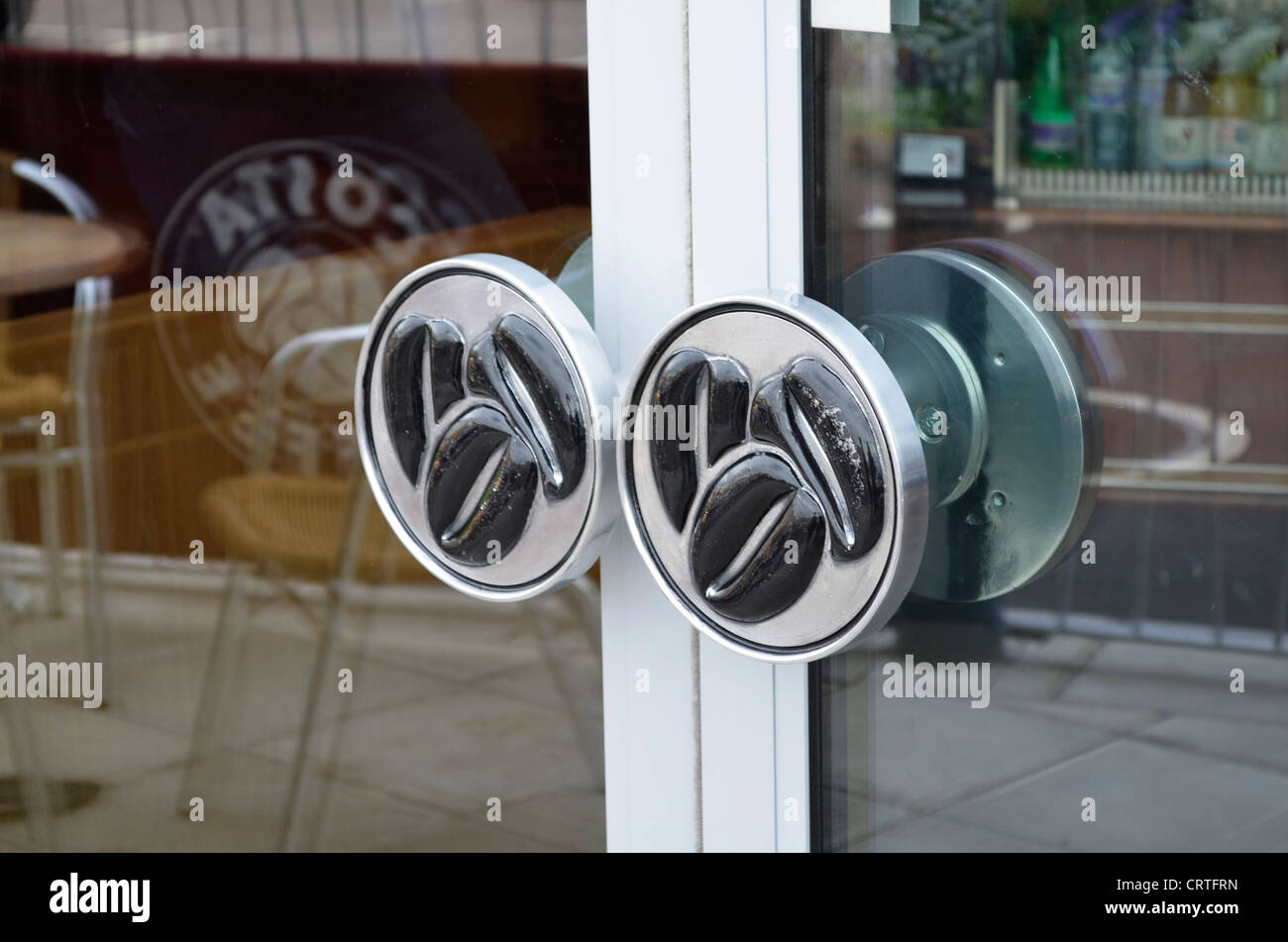 Caffè Costa maniglie delle porte Foto Stock